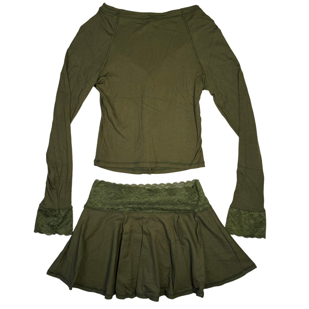 Current Mood Dolls Kill Hallway Season Green Lace Skirt Set Large NWT Whimsigoth - Picture 3 of 7